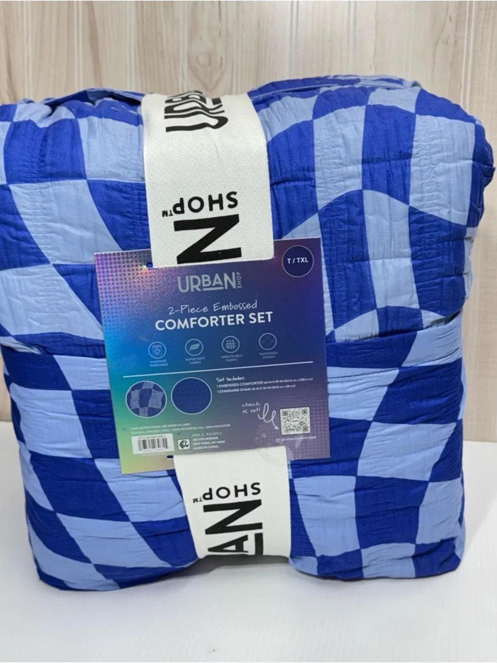 Urban Blue Checkered Comforter Set